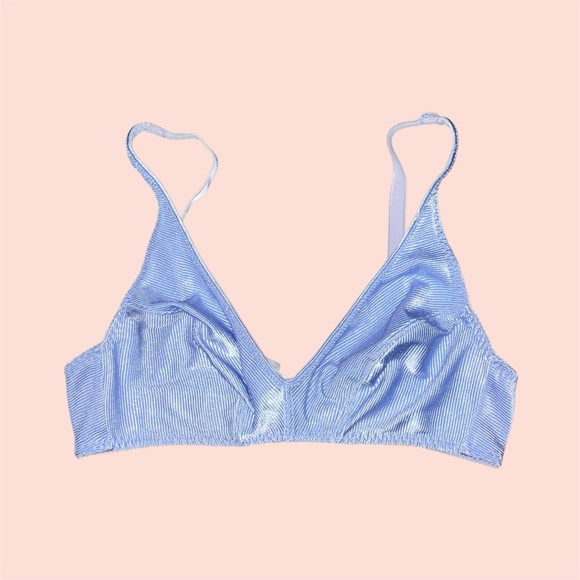 Blue Ribbed Bralette - Picture 1 of 4